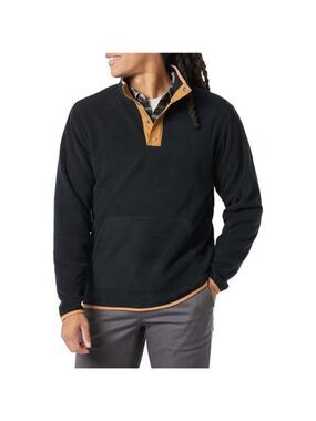 Mens Polar Fleece Jacket Pullover Snap Front Cozy Warm Outdoor Layer Winter Coat